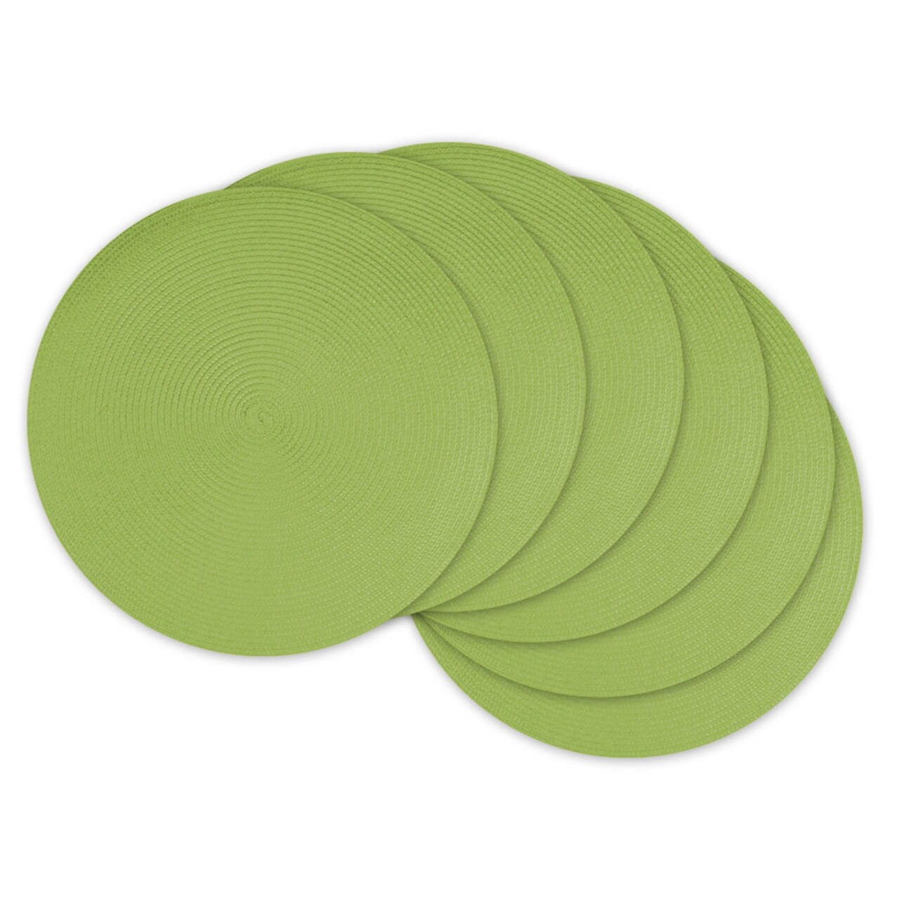 Contemporary Home Living Solid Woven Round Kitchen Placemats - 14.75" - Lime Green - Set of 6